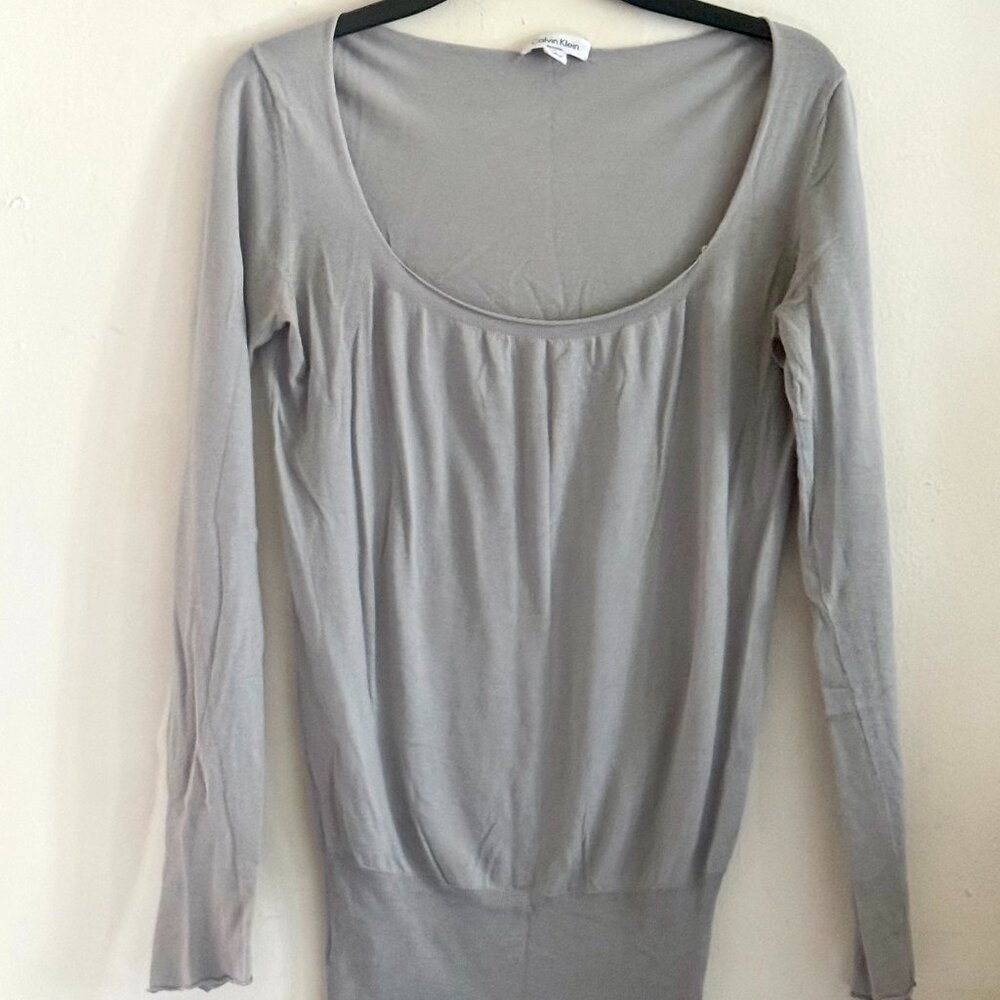 Calvin Klein 100% Light Grey Cotton Knitted  Top